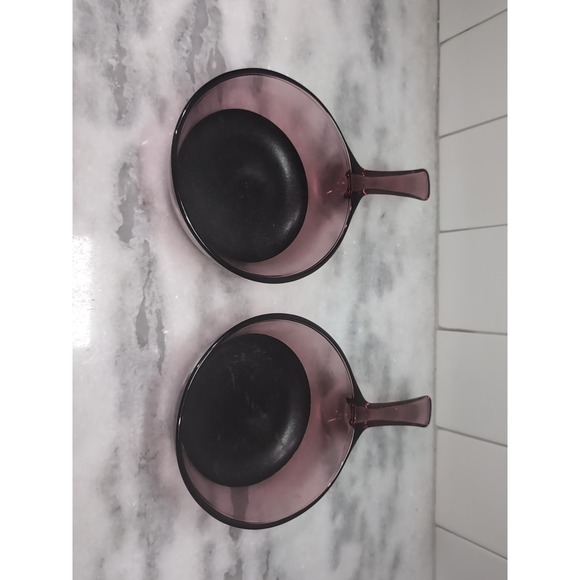 Corning Ware Visions Cranberry Glass Sauce Pan, Non-Stick Bottom, 0.5L Pair - Picture 1 of 7
